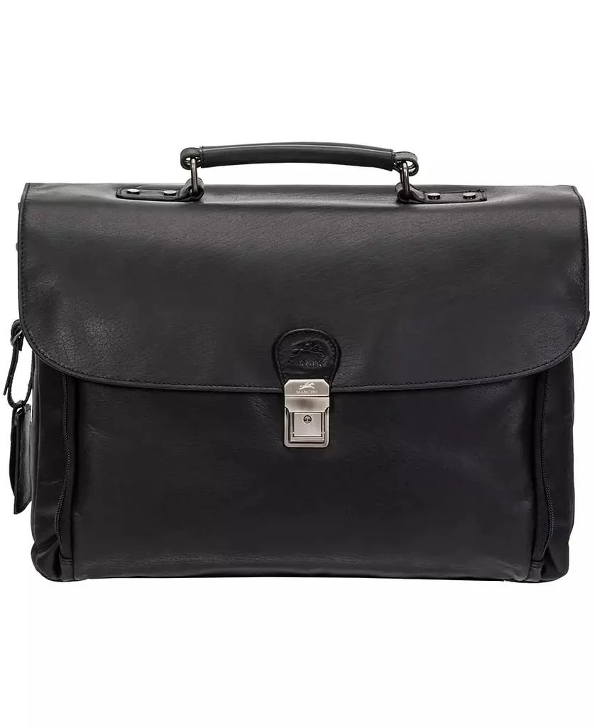 Mancini Leather Goods Men's Buffalo Double Compartment Briefcase for 15.6" Laptop , Tablet 1