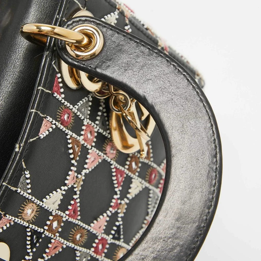 Dior Dior Black Leather Mini Embroidered Beaded Lady Dior Tote 8