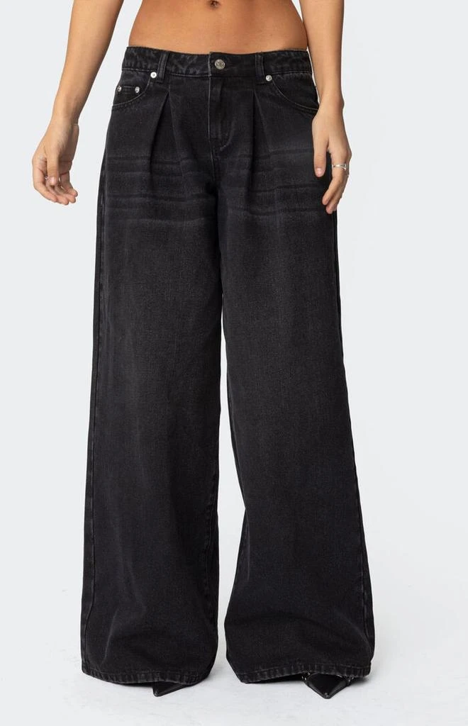 Edikted Pleated Detail Low Rise Jeans 2
