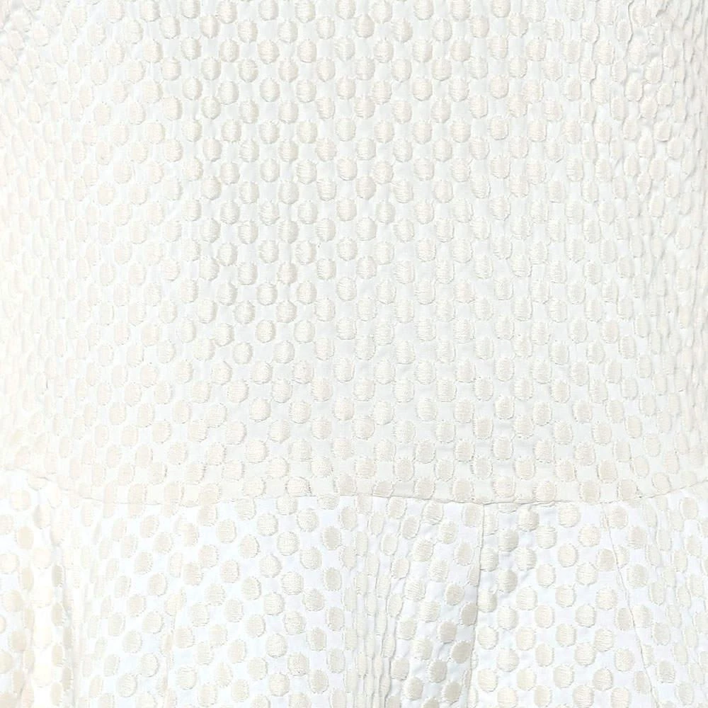 PIERRE BALMAIN Pierre Balmain Cream Embroidered Cotton Peplum Top M 4