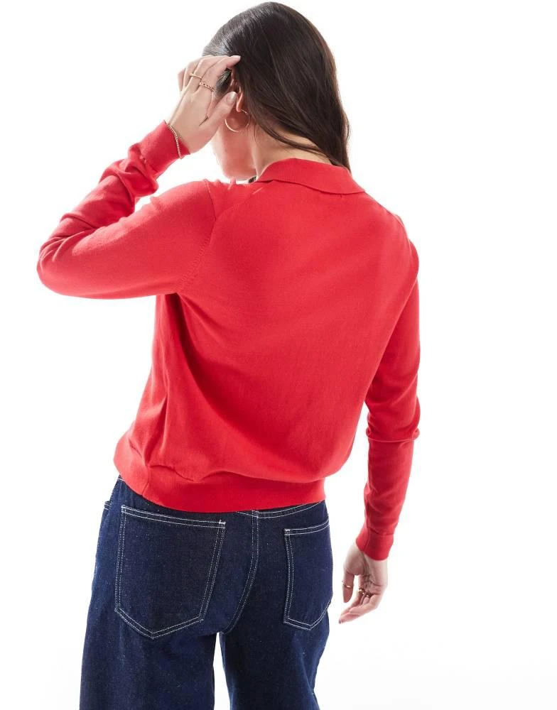 Ralph Lauren Polo Ralph Lauren collared button front cardigan with logo in red 2