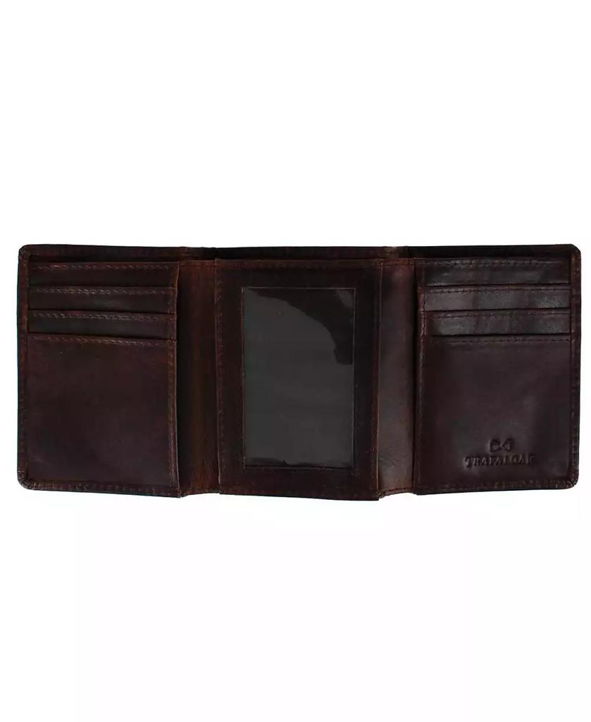 TRAFALGAR Men's Tennyson Tri-Fold Genuine Leather Wallet with ID Window