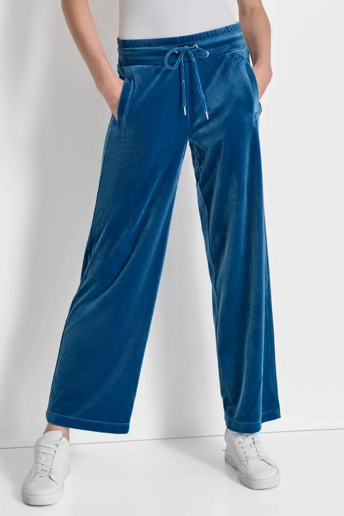 DKNY PLATINUM VELOUR RIB WIDE LEG PANT 1