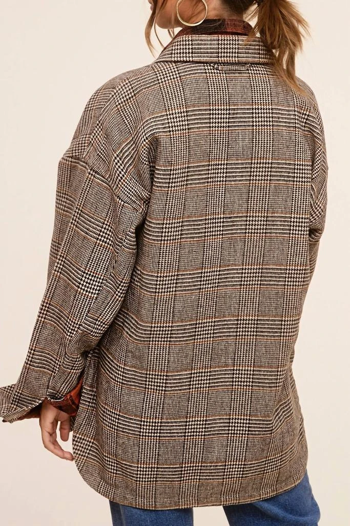 LA MIEL Plaid Shacket/jacket In Brown 3