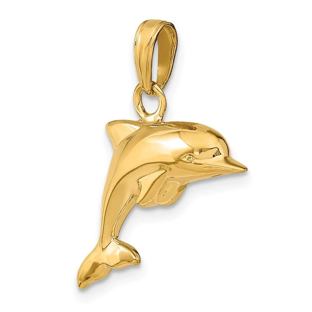 Diamond2Deal 10k Yellow Gold 3-D Dolphin Pendant 5