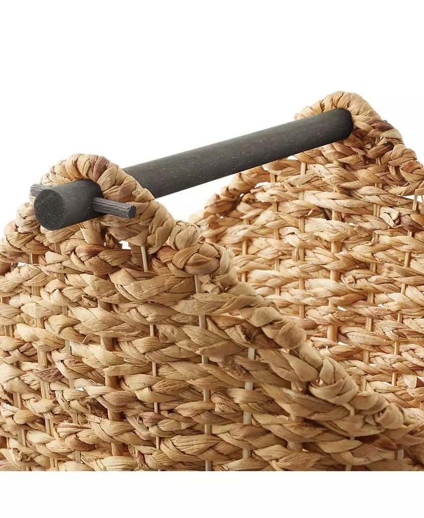 Casafield Woven Water Hyacinth Toilet Paper Roll Holder Basket with Wood Bar 5