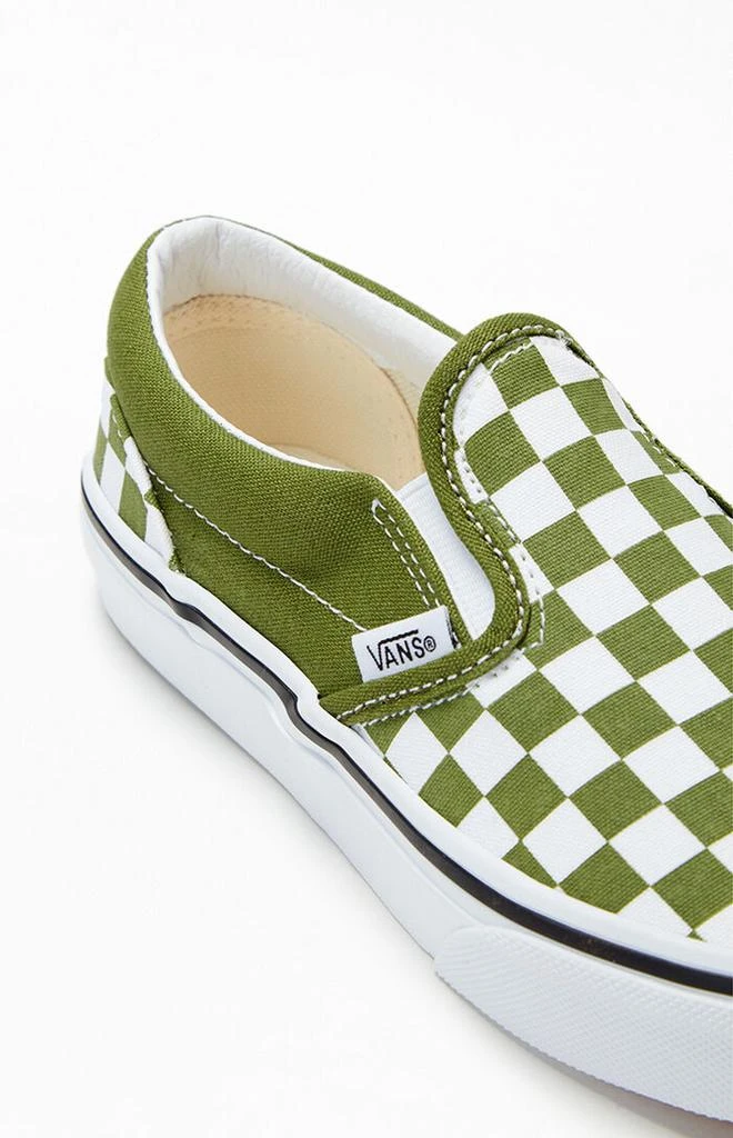 Vans Kids Green & White Checker Classic Slip-On Shoes 6
