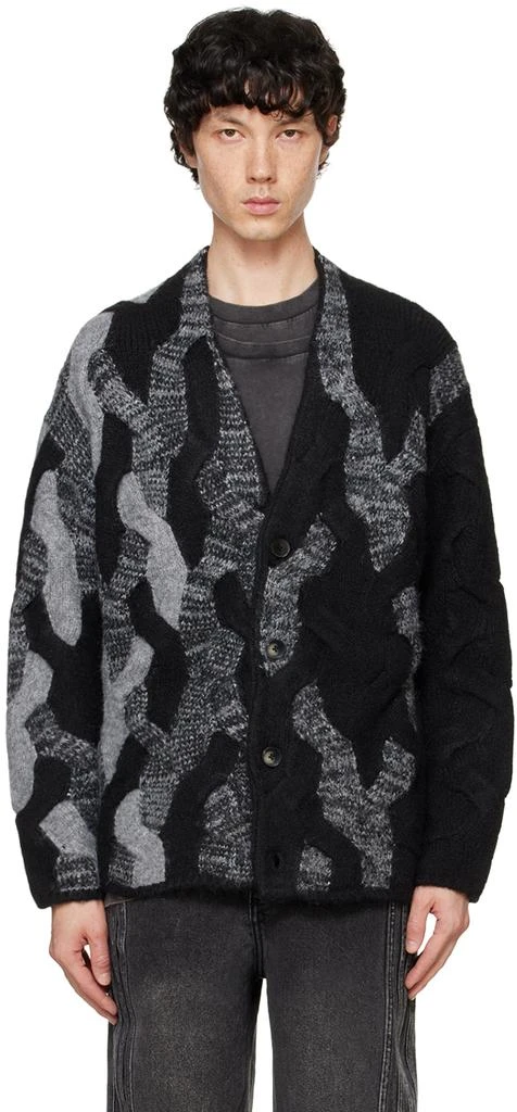 Shop Black & Gray Gradient Cable Cardigan on Sale at BeyondStyle 