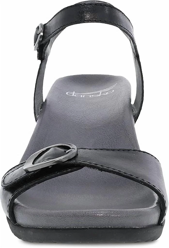 Dansko Women's Arielle Wedge Sandal In Black Glazed 5