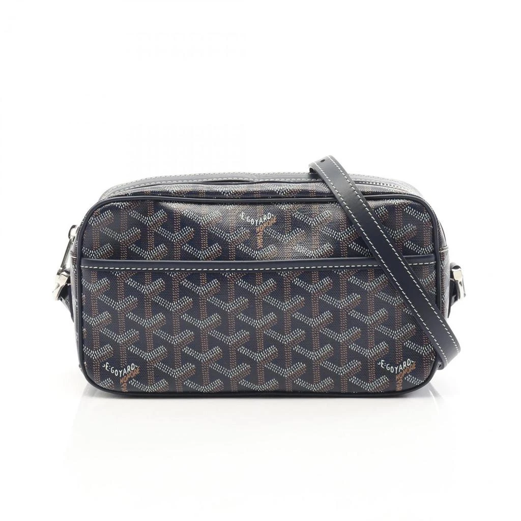 Goyard Navy Coated Canvas Leather Shoulder Bag (Pre-Owned)
