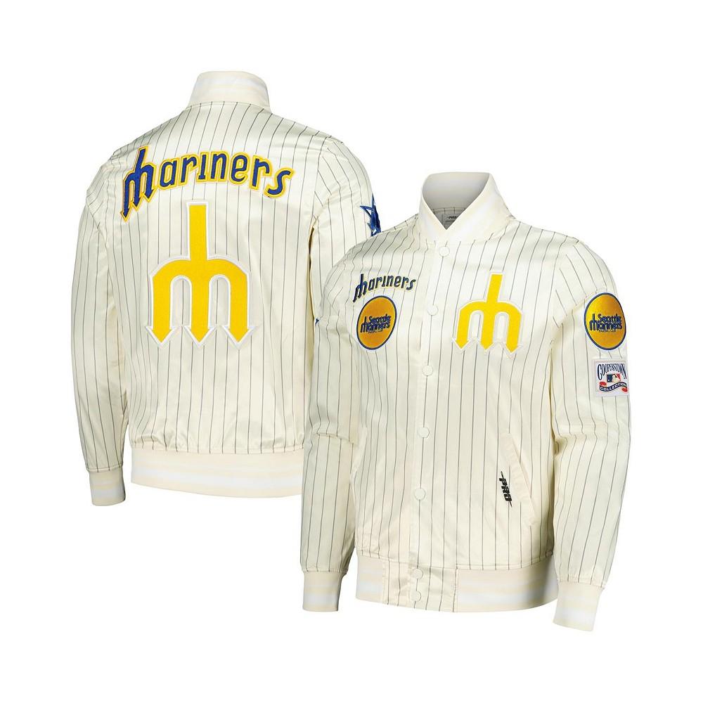 Pro Standard Men's Cream Seattle Mariners Cooperstown Collection Pinstripe Retro Classic Satin Full-Snap Jacket