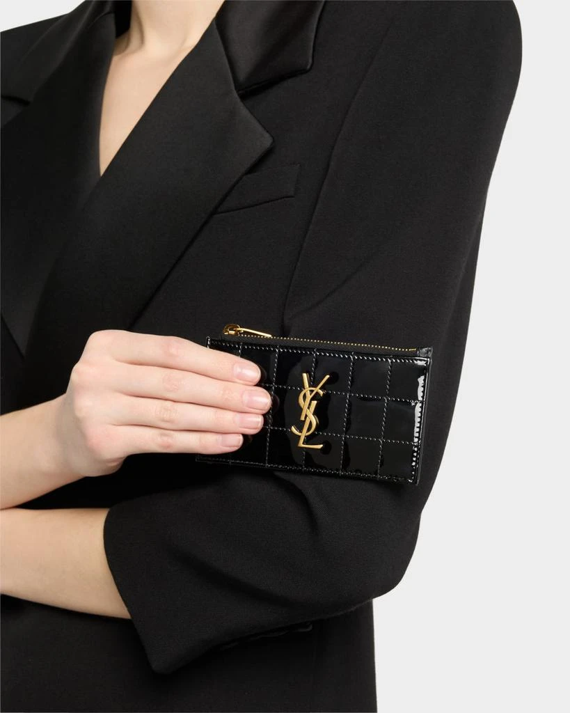 Yves Saint Laurent Fragments YSL Quilted Patent Zipped Card Holder 2