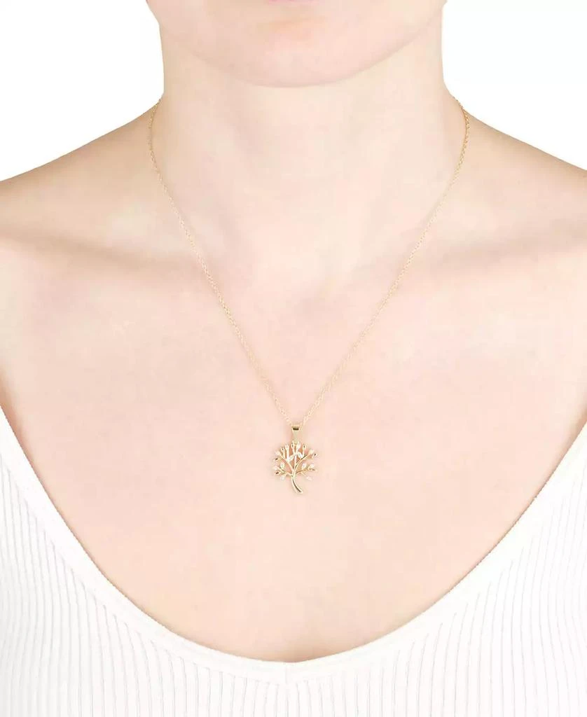 Macy's Cubic Zirconia Tree Of Life Pendant Necklace (1/4 ct. t.w.) in 14k Gold over Sterling Silver 2