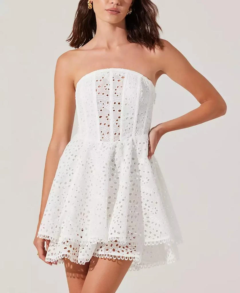ASTR Women's Deasia Strapless Eyelet Dress 2