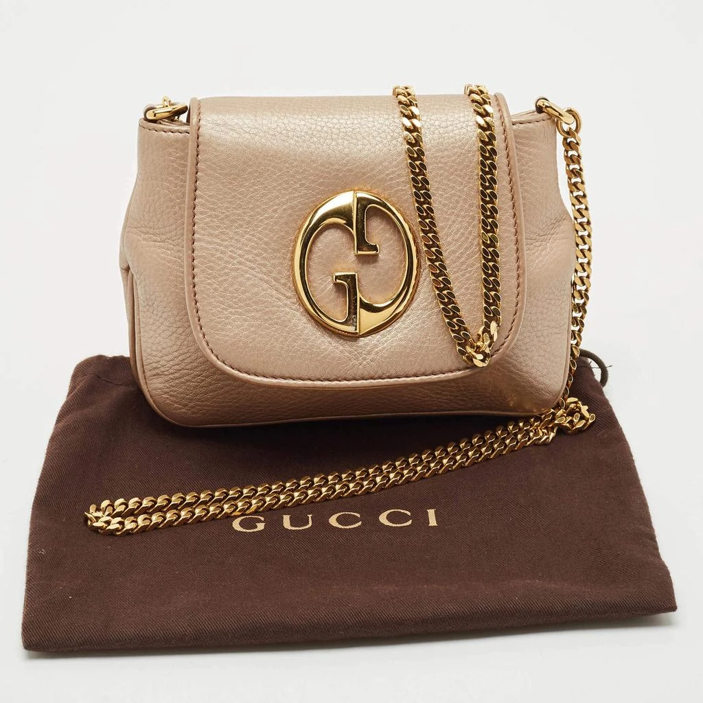 Gucci Gucci Metallic Beige Leather Small 1973 Chain Crossbody Bag 10
