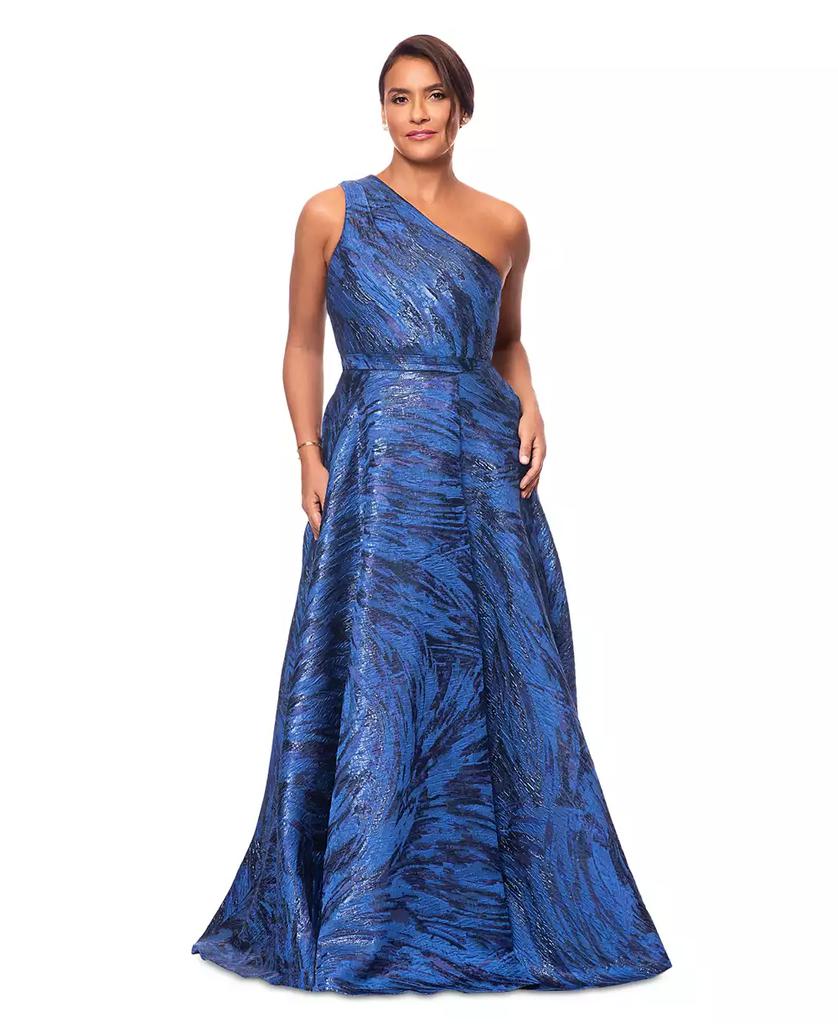 Women's One-Shoulder Metallic Jacquard Gown – On Sale Now