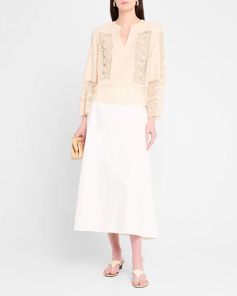 BY MALENE BIRGER Donna Lace Inset Linen-Cotton Blouse 2