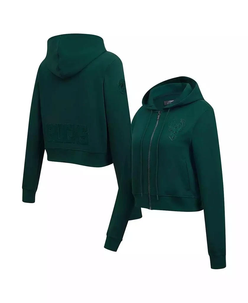 Pro Standard Women's Hunter Green Milwaukee Bucks Triple Tonal Full-Zip Hoodie 1