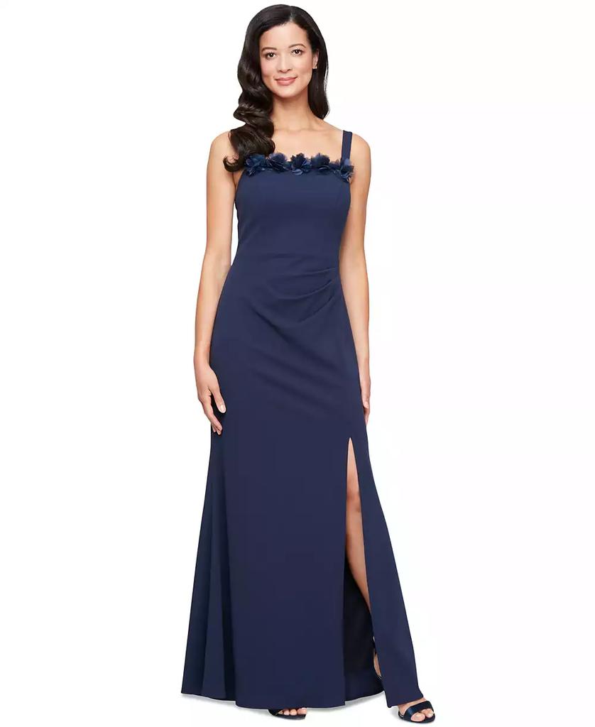Alex Evenings Petite Flower-Trim Sleeveless Gown & Jacket Set