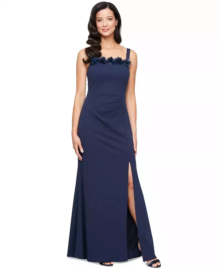 Alex Evenings Petite Flower-Trim Sleeveless Gown & Jacket Set 2