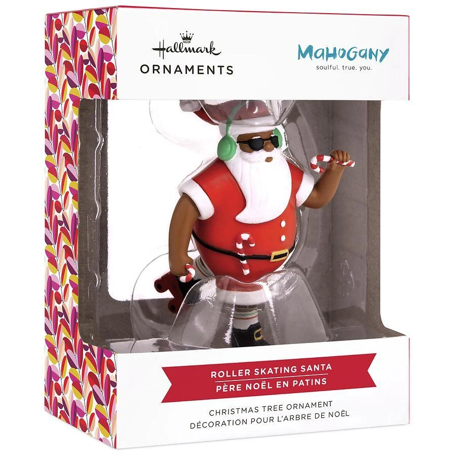 Hallmark Mahogany Roller Skating Black Santa Claus Christmas Ornament 3