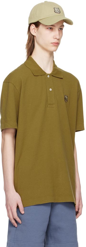 Maison Kitsuné Khaki Bold Fox Head Polo