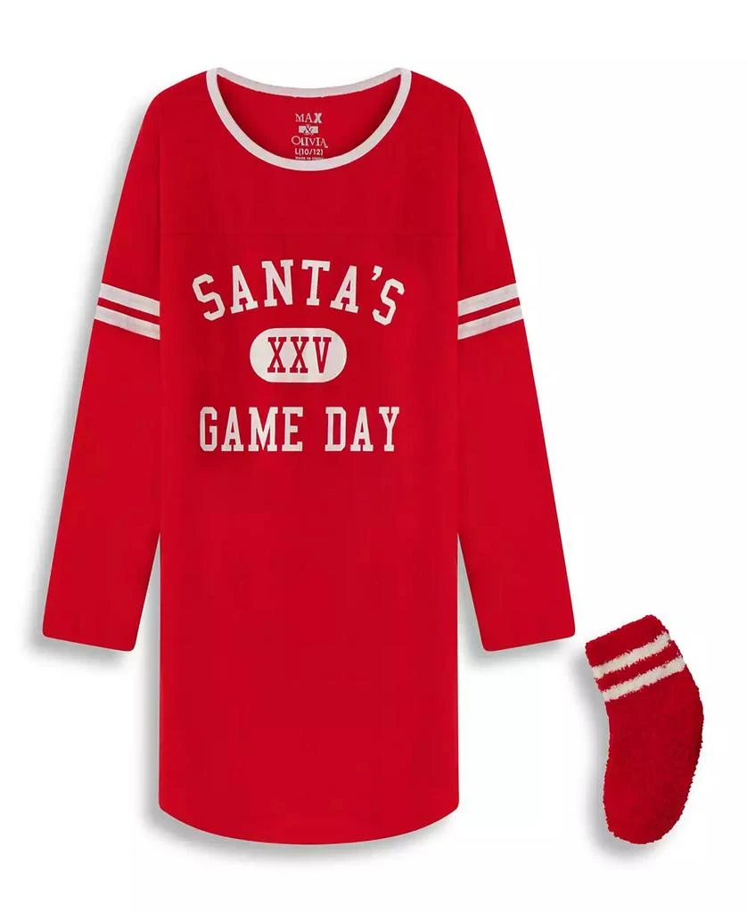 Max & Olivia Max and Olivia Girls Holiday Sleepshirt with matching socks set 1