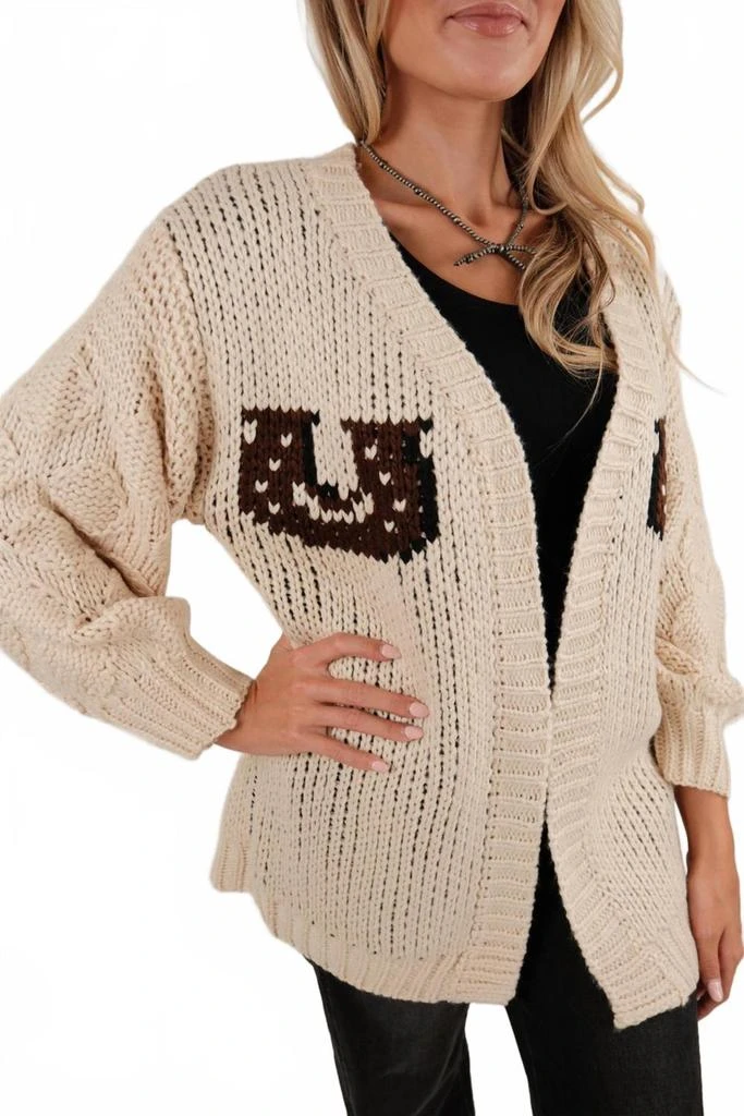 Bailey Rose Wild Horses Chunky Cardigan In Cream 2