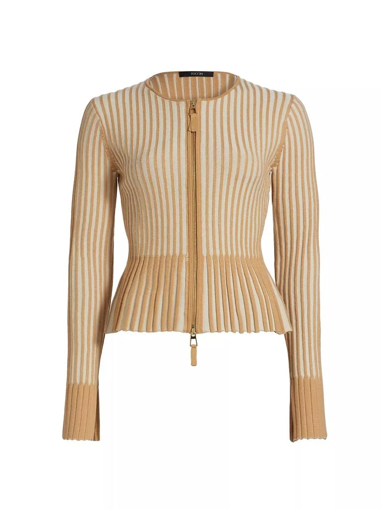 Toccin Priscilla Rib-Knit Zip-Up Cardigan 1