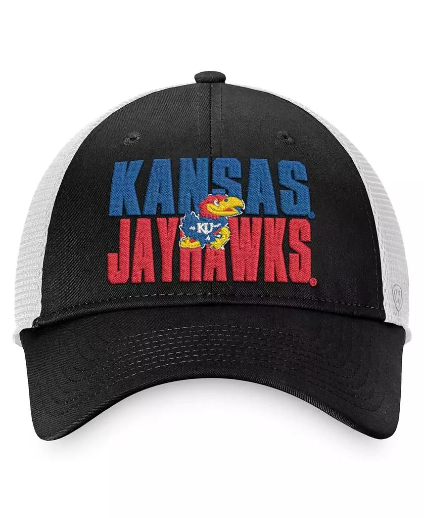 Top of the World Men's Black, White Kansas Jayhawks Stockpile Trucker Snapback Hat 2