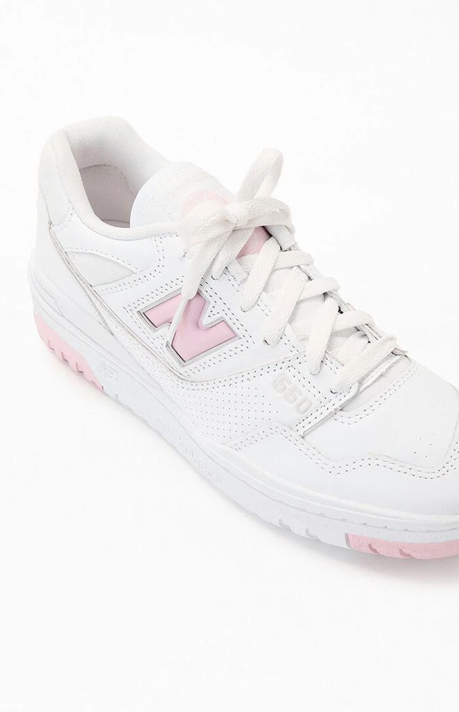 New Balance White & Pink 550 Sneakers 6