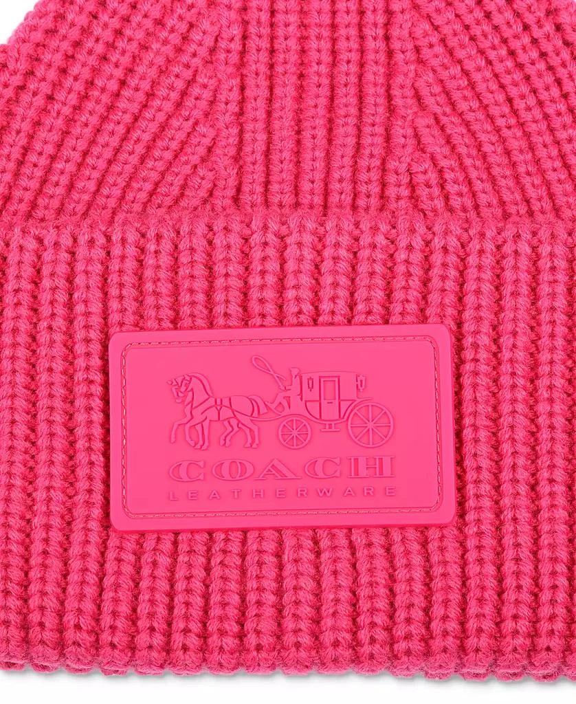 COACH Women's Classic Ribbed Tonal Patch Cuff Beanie 3