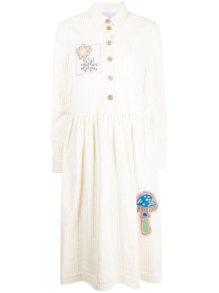 MIRA MIKATI corduroy embroidered-patch maxi dress - women