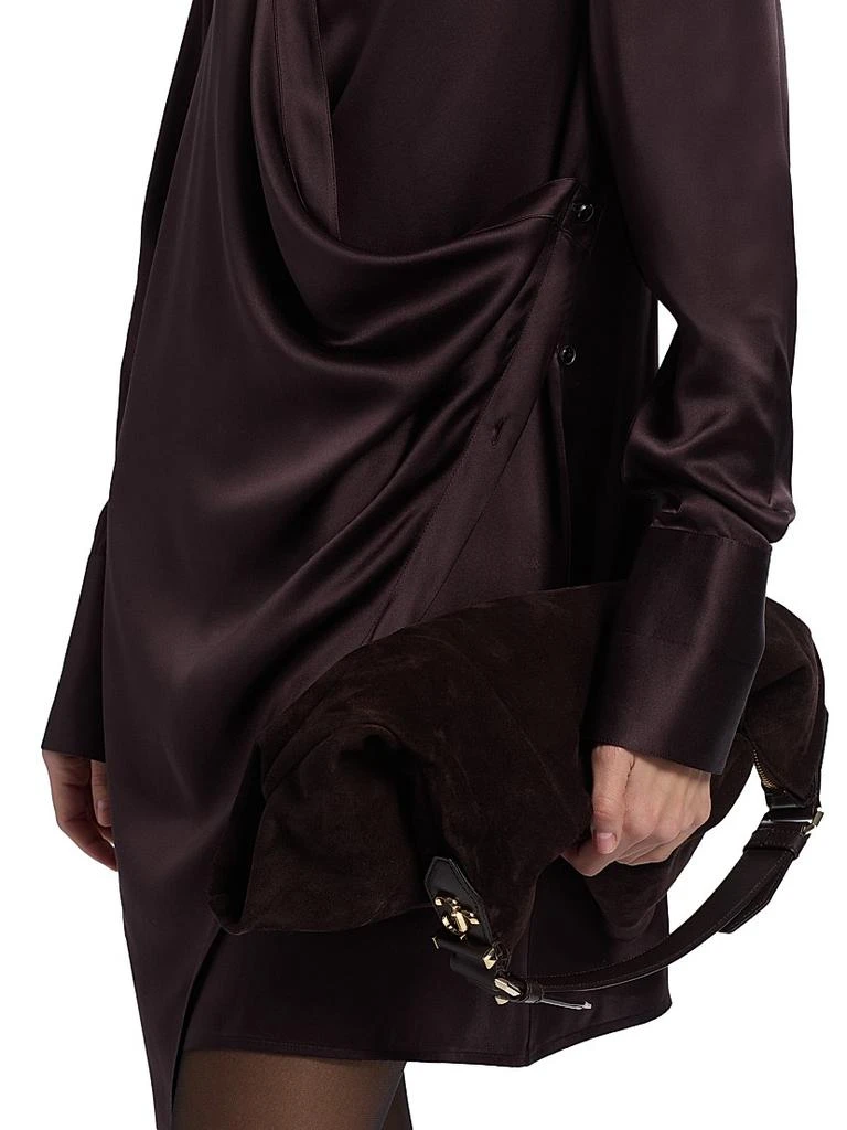 open lace back dress Helmut Lang Women's Scarf Cowl Silk Shirt Dress - Black