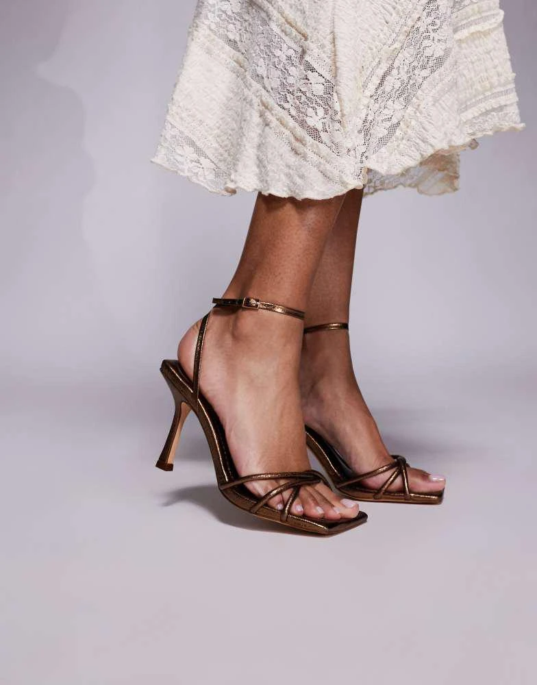 Public Desire Public Desire Fizzy low heeled sandals in bronze 1