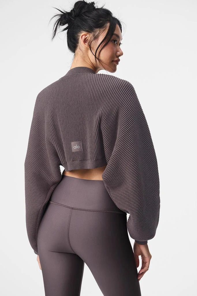 Alo Denim Knit Shawl - Raisinette/Black 3