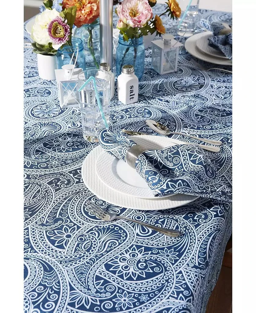 Design Imports Paisley Print Outdoor Tablecloth with Zipper, 60 Round 4