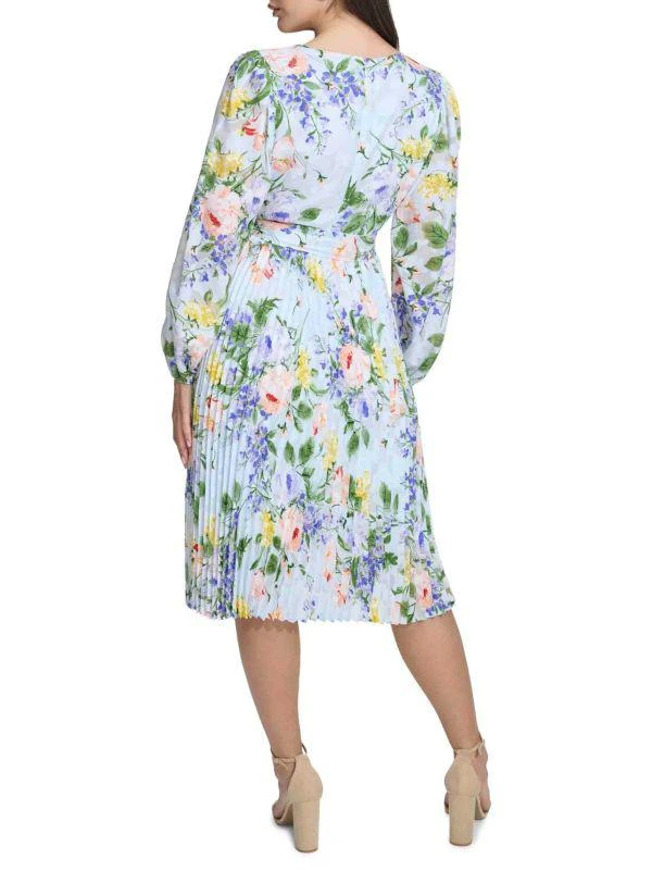 Kensie Floral Pleated Faux Wrap Midi Dress 2