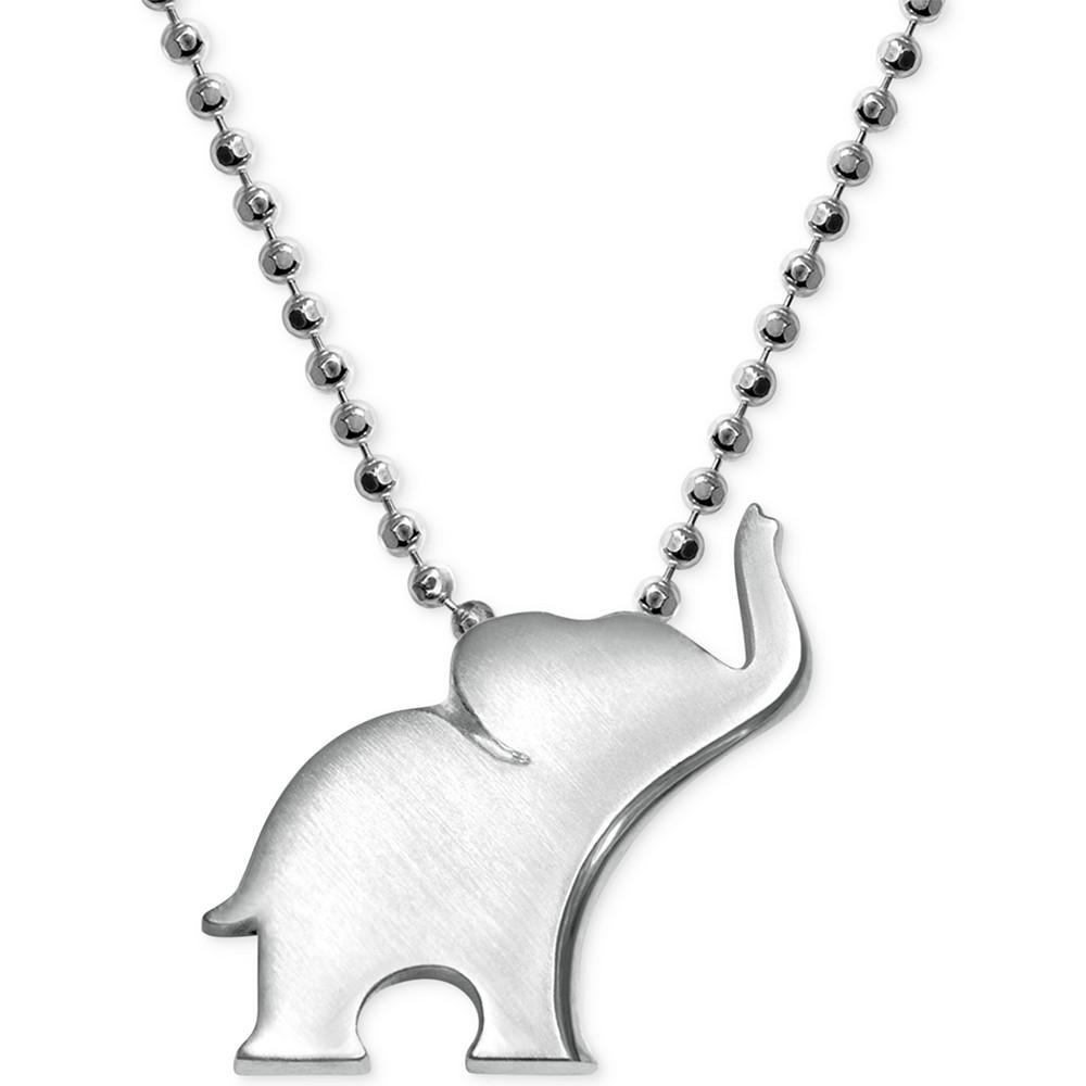 Alex Woo Little Luck by Elephant Pendant Necklace in Sterling Silver