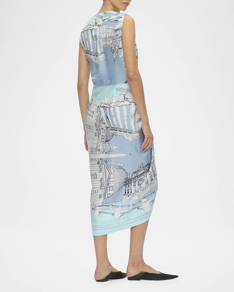 CALLAS Milano Agnes Landmark-Print Silk Twill Midi Dress 3