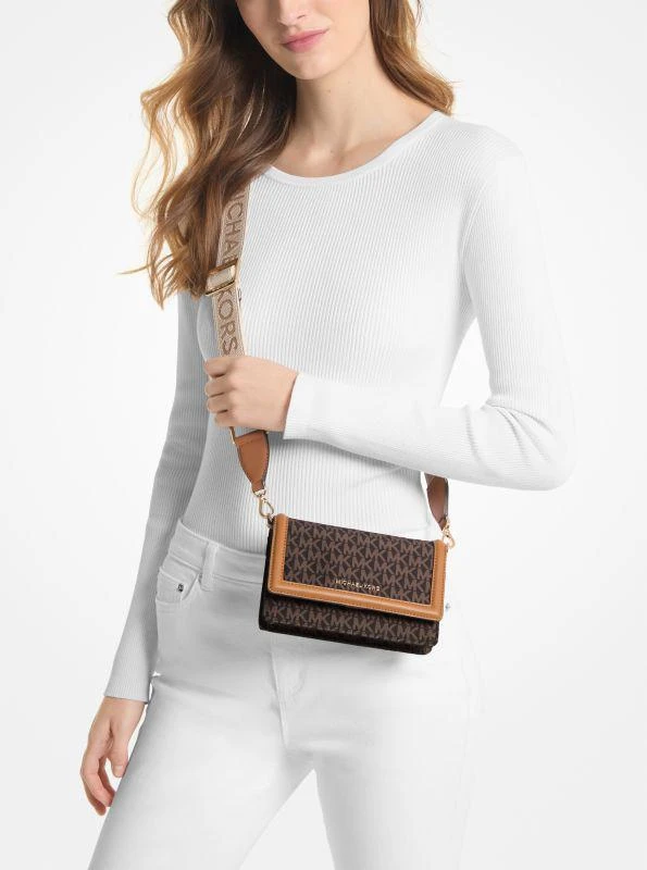 Michael Kors Jet Set Small Logo Print Woven Smartphone Crossbody Bag 4