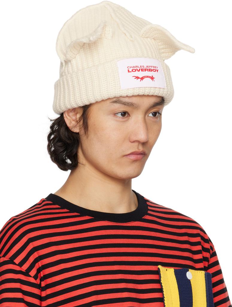 Charles Jeffrey Loverboy White Chunky Ears Beanie