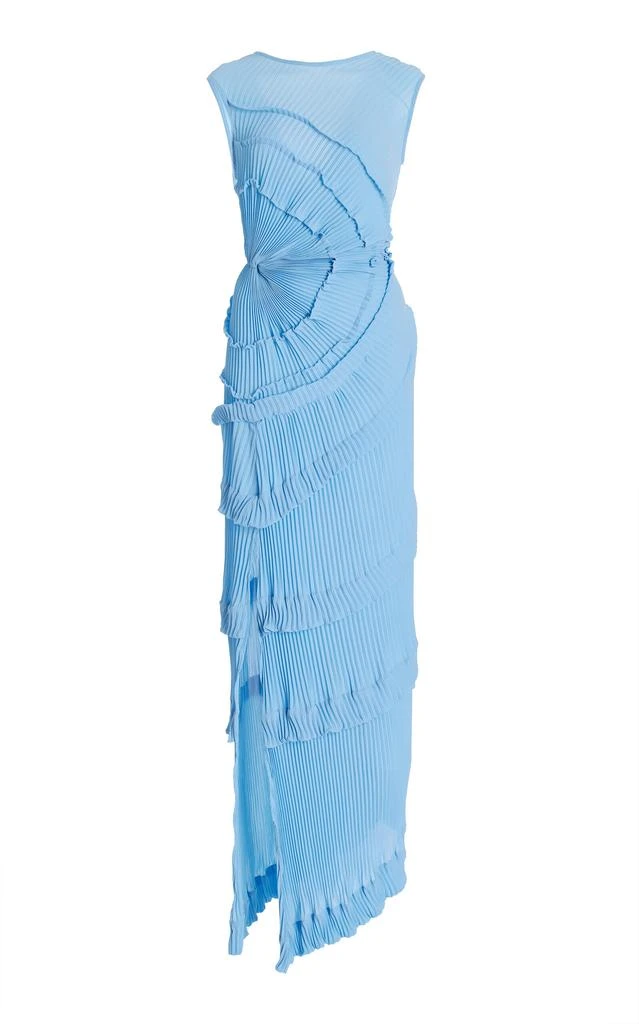 GEORGIA HARDINGE GEORGIA HARDINGE - Exclusive Opal Ruffled Pliss Jersey  Maxi Dress - Blue - UK 6 - Moda Operandi - Dresses & Skirts - BeyondStyle