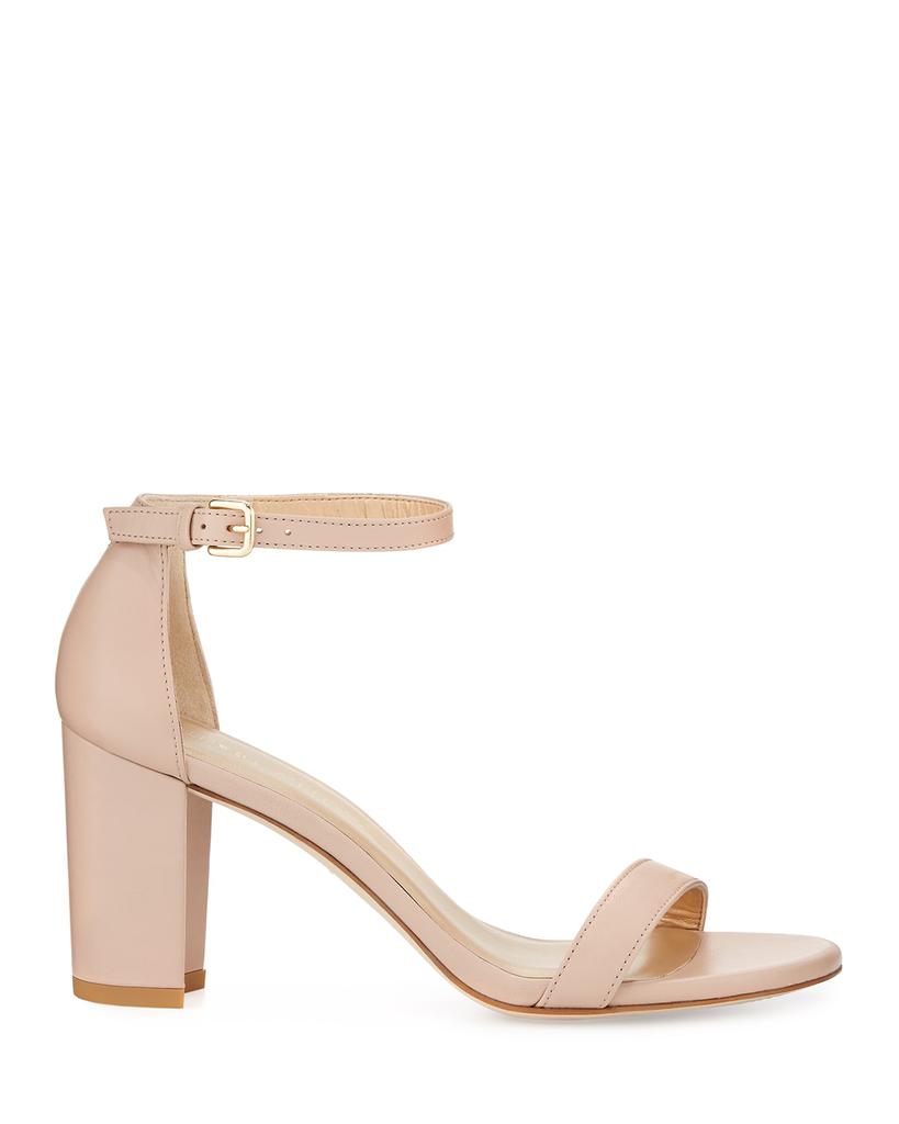 Stuart Weitzman Nearlynude Leather Ankle-Strap Sandals