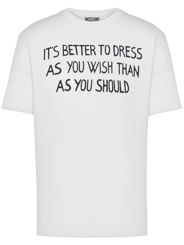 Moschino Slogan Print Cotton Jersey T-Shirt