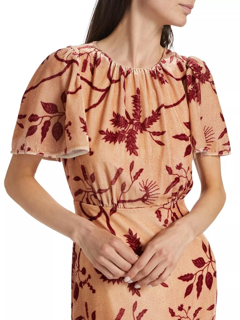 Rhode Cream Enchanted Vine Grande Arabella Floral Midi-Dress 6