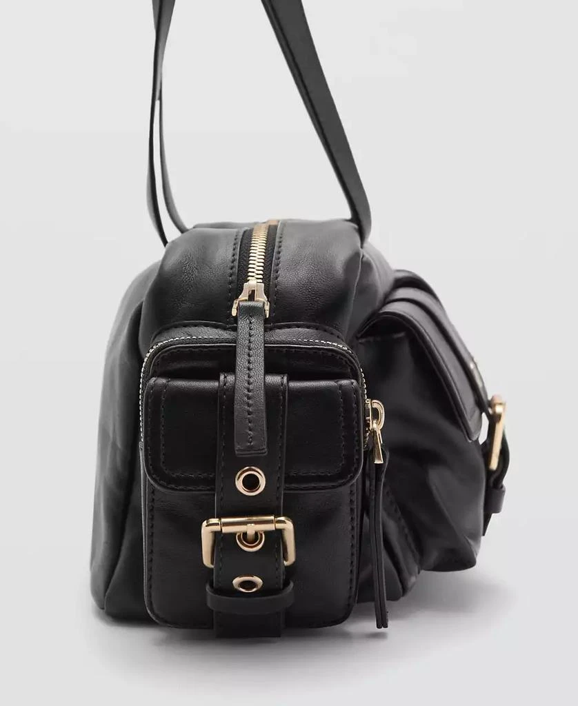 Mango Women's Pockets Detail Leather Handbag 3