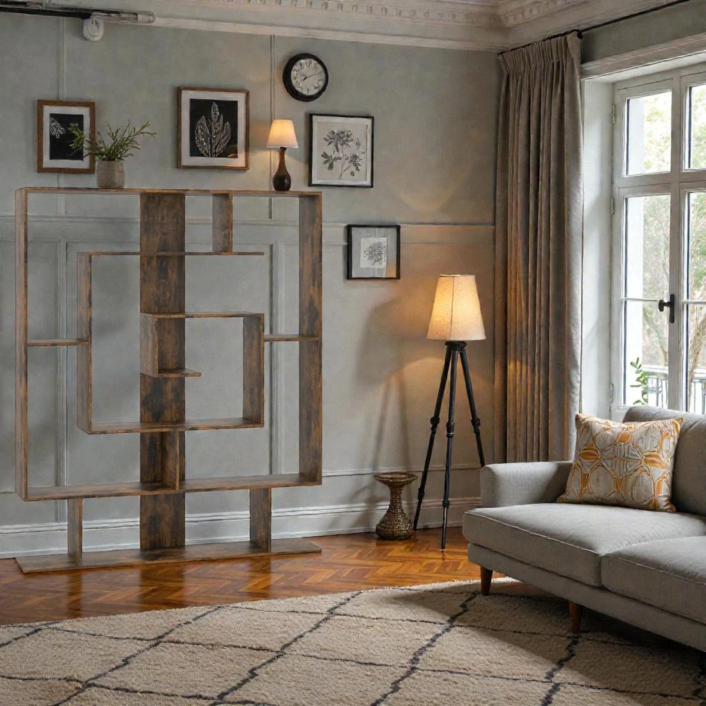 Hivvago Modern 7-Shelf Display Rack for Books, Plants, and Office Decor