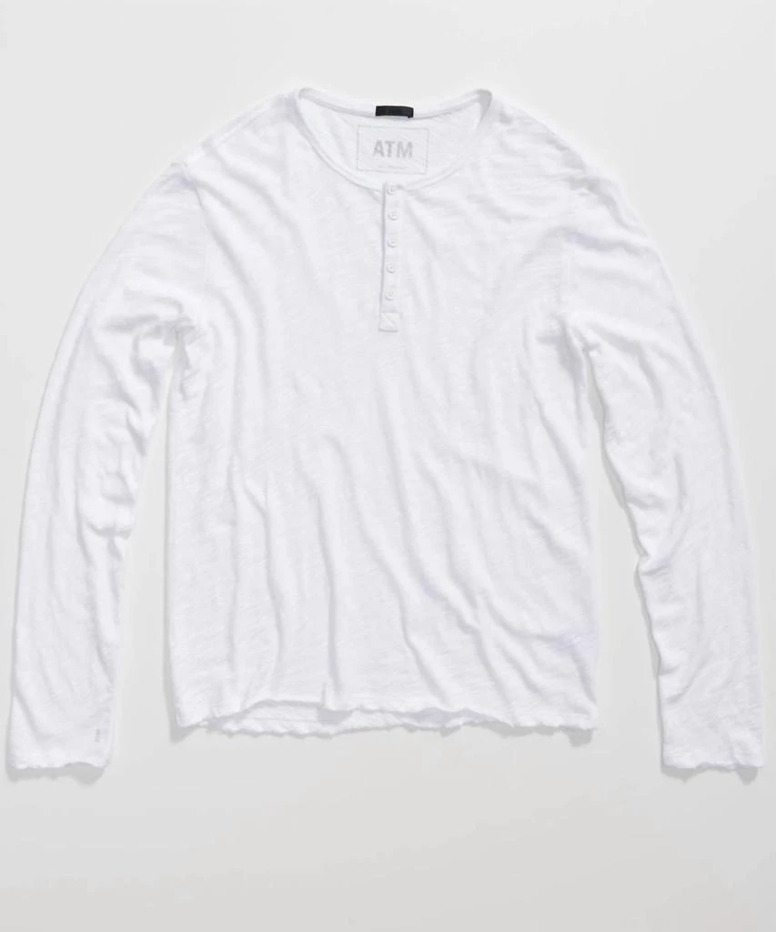 ATM Slub Jersey Destroyed Wash Henley Top In White 3