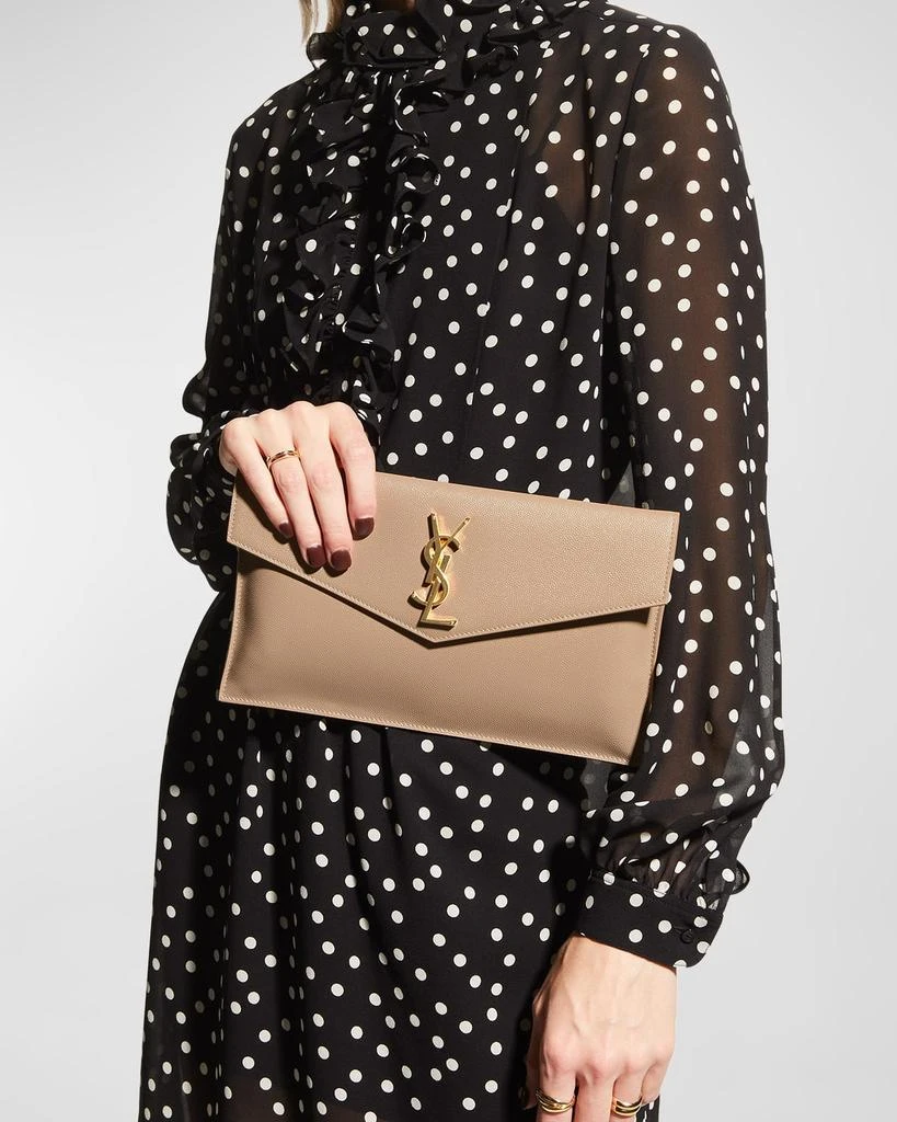 Yves Saint Laurent Uptown YSL Pouch in Grained Leather 2
